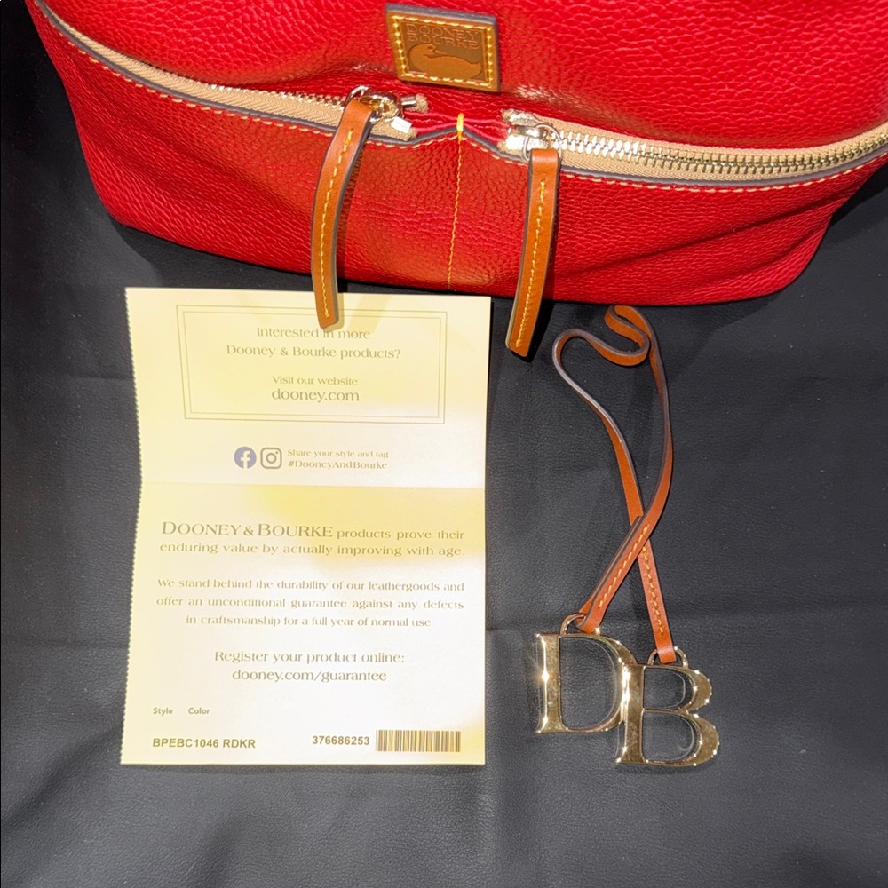 Dooney & Bourke Red Pebbled Leather Dawson Shoulder Bag - Picture 10 of 12